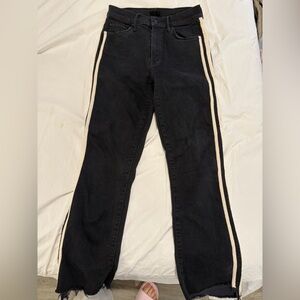 MOTHER Insider Crop Step Fray Jean 
Black Denim with White Accents